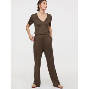 H&M V-Neck Olive Green Jumpsuit